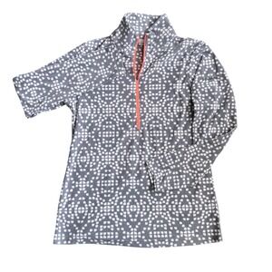 Columbia Glacial IV Half Zip Fleece Pullover Grey White Geometric Women Medium